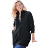 Woman Within Plus Size Zip Front Shaker Cardigan(Black)