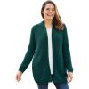 Woman Within Plus Size Zip Front Shaker Cardigan(Emerald Green)