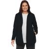 Woman Within Plus Size Zip-Front Microfleece Jacket Long Oversized Fleece(Black)