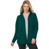 Woman Within Plus Size Zip-Front Microfleece Jacket Long Oversized Fleece(Emerald Green)
