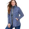 Woman Within Plus Size Zip-Front Microfleece Jacket Long Oversized Fleece(Evening Blue Marled)