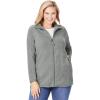Woman Within Plus Size Zip-Front Microfleece Jacket Long Oversized Fleece(Medium Heather Grey)