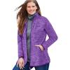 Woman Within Plus Size Zip-Front Microfleece Jacket Long Oversized Fleece(Radiant Purple Marled)