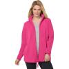 Woman Within Plus Size Zip-Front Microfleece Jacket Long Oversized Fleece(Raspberry Sorbet)