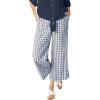 ellos Plus Size Gingham Crop Pants(Navy White Gingham)