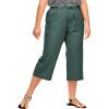 ellos Plus Size Linen-Blend Drawstring Capris(Midnight Green)