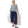 ellos Plus Size Linen-Blend Drawstring Capris(Navy)