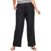ellos Plus Size Linen-Blend Drawstring Pants(Black)