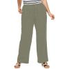 ellos Plus Size Linen-Blend Drawstring Pants(Olive Grey)