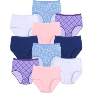 Comfort Choice Plus Size Full Coverage Cotton Brief 10-Pack(Garden Plaid Pack)