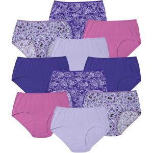 Comfort Choice Plus Size Full Coverage Cotton Brief 10-Pack(Paisley)