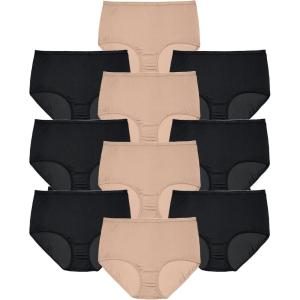 Comfort Choice Plus Size Full Coverage Nylon Brief 10-Pack(Nude Black Pack)