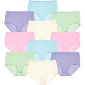 Comfort Choice Plus Size Full Coverage Nylon Brief 10-Pack(Pastel Pack)