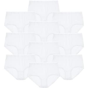 Comfort Choice Plus Size Full Coverage Nylon Brief 10-Pack(White Pack)