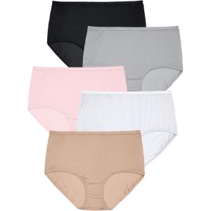 Comfort Choice Plus Size Full Coverage Nylon Brief 5-Pack(Basic Pack)