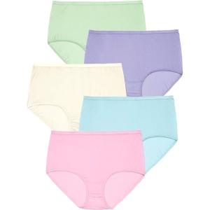 Comfort Choice Plus Size Full Coverage Nylon Brief 5-Pack(Pastel Pack)