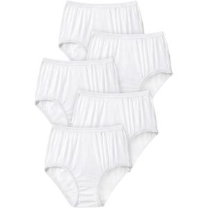 Comfort Choice Plus Size Full Coverage Nylon Brief 5-Pack(White Pack)