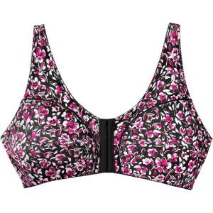 Comfort Choice Women’s Plus Size 3-Pack Front-Close Cotton Wireless Bra(Pomegranate Assorted)