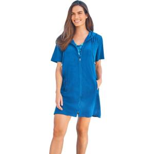 Swimsuits For All Swim 365 Women’s Plus Size Hooded Terry Swim Cover Up(Dream Blue)