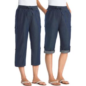 Woman Within Convertible Length Cargo Capri/Bermuda(Indigo)