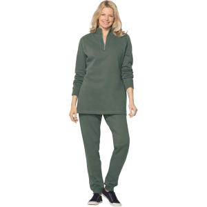 Woman Within Plus Size 2-Piece Fleece Sweatshirt Set(Pine)