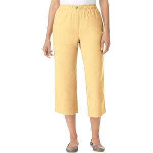 Woman Within Plus Size 7-Day Elastic-Waist Pull-On Cotton Denim Capri Jeans(Banana)
