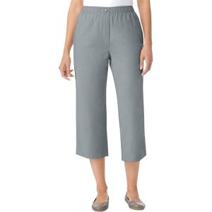 Woman Within Plus Size 7-Day Elastic-Waist Pull-On Cotton Denim Capri Jeans(Gunmetal)