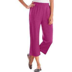 Woman Within Plus Size 7-Day Knit Capri(Raspberry)