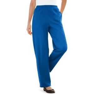 Woman Within Plus Size 7-Day Knit Ribbed Straight-Leg Pull-On Pants(Deep Cobalt)