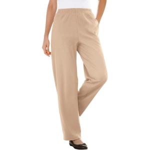 Woman Within Plus Size 7-Day Knit Ribbed Straight-Leg Pull-On Pants(New Khaki)