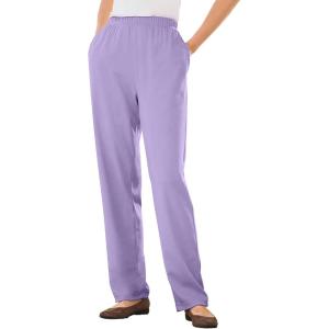 Woman Within Plus Size 7-Day Knit Straight Leg Pant Stretch Elastic Waist Petite & Tall(Soft Iris)