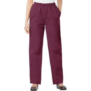 Woman Within Plus Size 7-Day Straight-Leg Elastic-Waist Denim Jean (Petite & Tall Available)(Deep Claret)