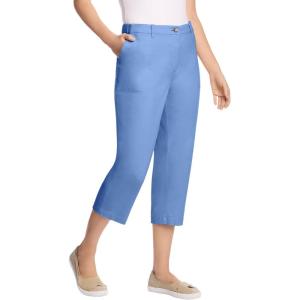 Woman Within Plus Size Adjustable Waist Chino Capri(French Blue)