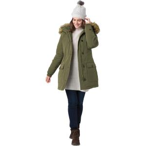 Woman Within Plus Size Arctic Parka Jacket & Hood 34″ Long Down Blend Winter Coat(Dark Olive Green)