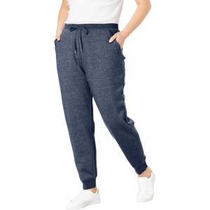 Woman Within Plus Size Better-Fleece Pull-On Jogger Sweatpants(Heather Navy)