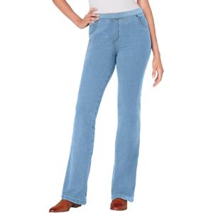 Woman Within Plus Size Bootcut Stretch-Knit Denim Five-Pocket Jeans(Light Wash)