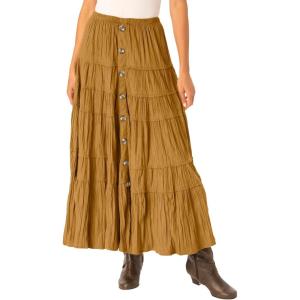 Woman Within Plus Size Button Front Moleskin Tiered Maxi Skirt (Petite Available)(Toffee)