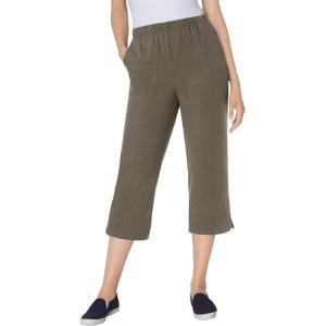 Woman Within Plus Size Capri Elastic Waist Stretch Fineline Denim Jean (Petite Available)(Grey Denim)