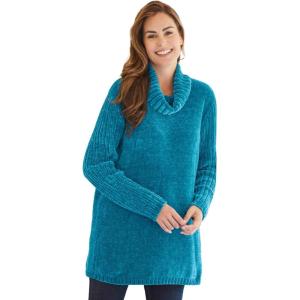Woman Within Plus Size Chenille Cowlneck(Deep Teal)