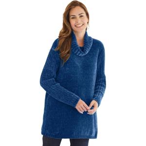 Woman Within Plus Size Chenille Cowlneck(Evening Blue)