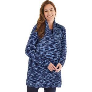 Woman Within Plus Size Chenille Cowlneck(Evening Blue Space Dye)