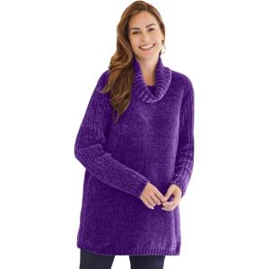 Woman Within Plus Size Chenille Cowlneck(Radiant Purple)
