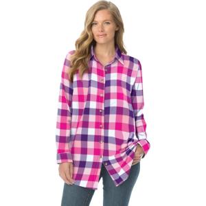 Woman Within Plus Size Classic Flannel Shirt(Raspberry Sorbet Multi Plaid)