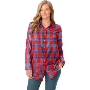 Woman Within Plus Size Classic Flannel Shirt(Red Fun Plaid)