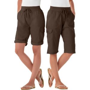 Woman Within Plus Size Convertible Length Cargo Bermuda/Short(Chocolate)