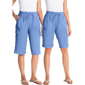 Woman Within Plus Size Convertible Length Cargo Bermuda/Short(French Blue)