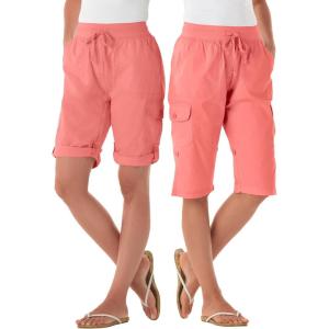 Woman Within Plus Size Convertible Length Cargo Bermuda/Short(Sweet Coral)
