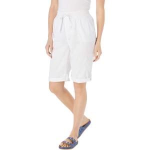 Woman Within Plus Size Convertible Length Cargo Bermuda/Short(White)