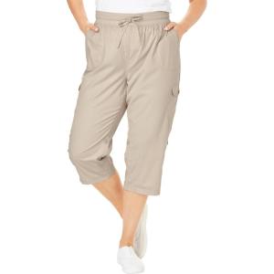 Woman Within Plus Size Convertible Length Cargo Capri/Bermuda(Natural Khaki)