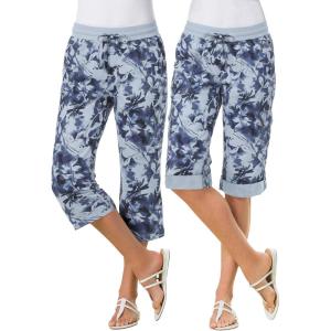 Woman Within Plus Size Convertible Length Cargo Capri/Bermuda(Pearl Grey Botanical)